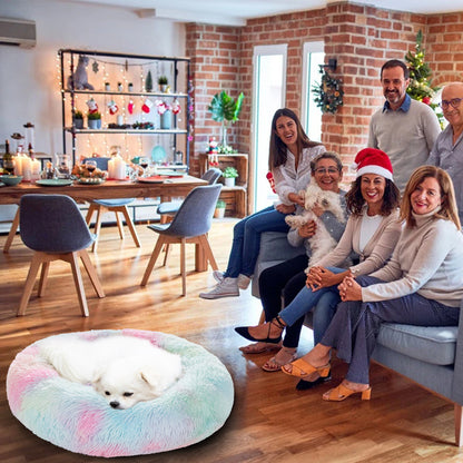 Luxurious Plush Donut Dog Bed - Warm, Soft, and Washable Pet Cushion for Dogs and Cats in Various Sizes