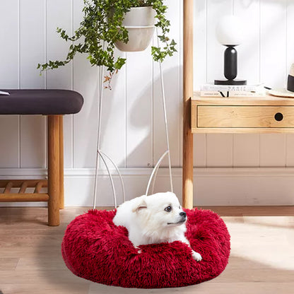 Luxurious Plush Donut Dog Bed - Warm, Soft, and Washable Pet Cushion for Dogs and Cats in Various Sizes
