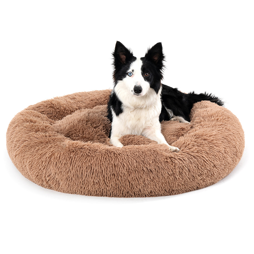 Luxurious Plush Donut Dog Bed - Warm, Soft, and Washable Pet Cushion for Dogs and Cats in Various Sizes