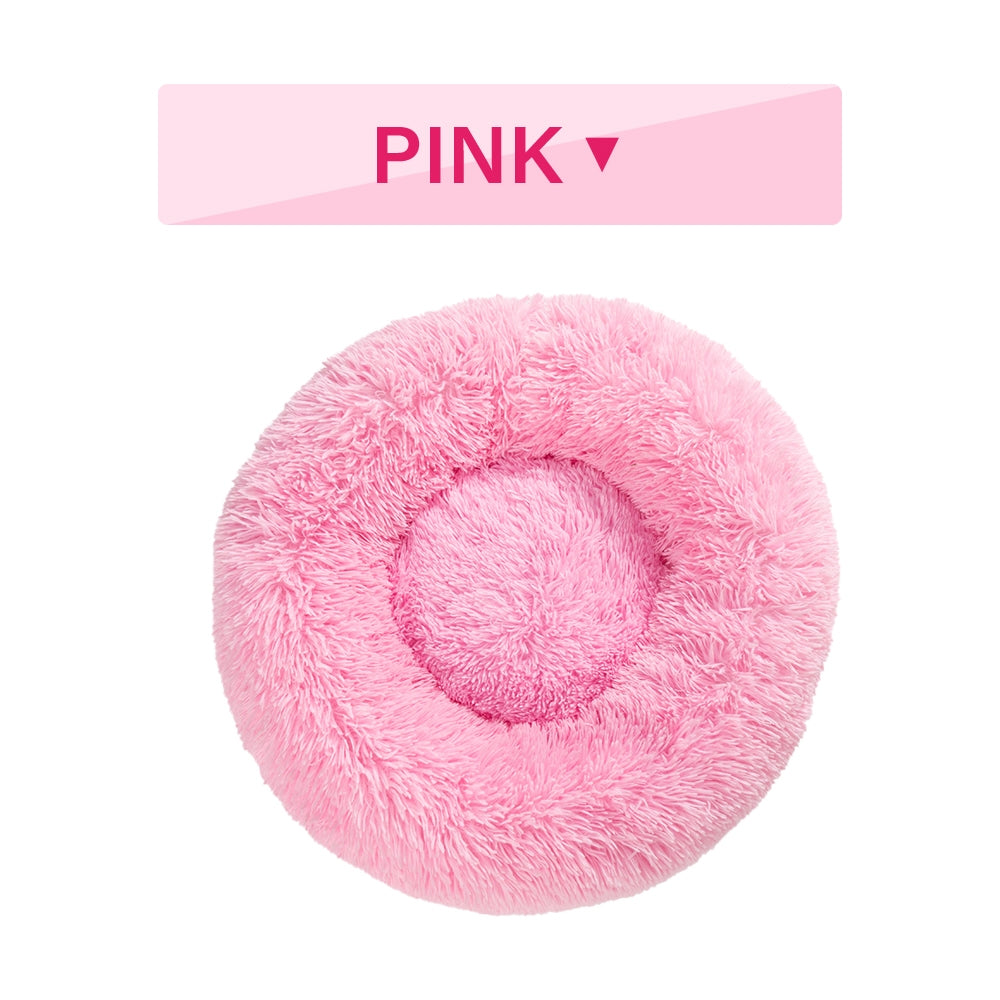 Luxurious Plush Donut Dog Bed - Warm, Soft, and Washable Pet Cushion for Dogs and Cats in Various Sizes