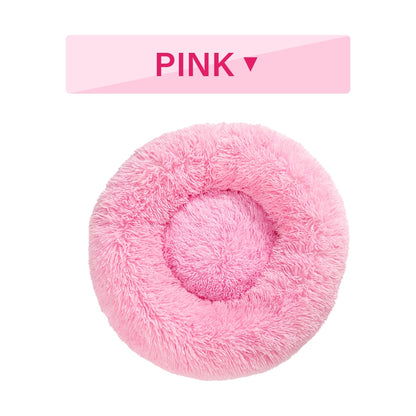 Luxurious Plush Donut Dog Bed - Warm, Soft, and Washable Pet Cushion for Dogs and Cats in Various Sizes