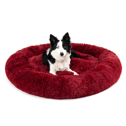 Luxurious Plush Donut Dog Bed - Warm, Soft, and Washable Pet Cushion for Dogs and Cats in Various Sizes