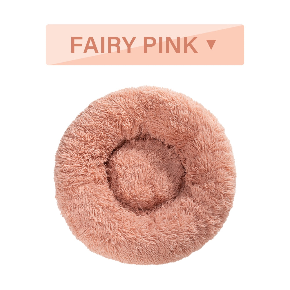 Luxurious Plush Donut Dog Bed - Warm, Soft, and Washable Pet Cushion for Dogs and Cats in Various Sizes