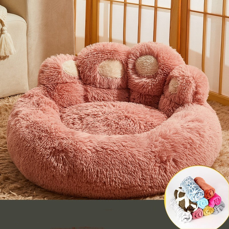 Large Fluffy Dog Bed - Winter Warmth Pet Sofa Basket for Dogs and Cats, Ideal Kennel Mat and Blanket Accessories