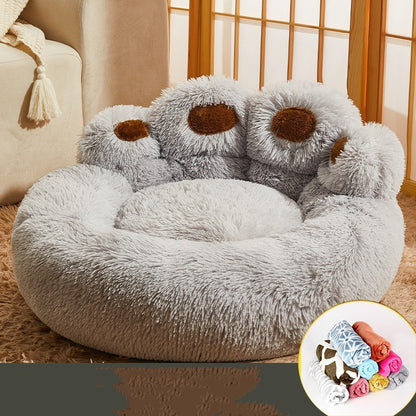 Large Fluffy Dog Bed - Winter Warmth Pet Sofa Basket for Dogs and Cats, Ideal Kennel Mat and Blanket Accessories
