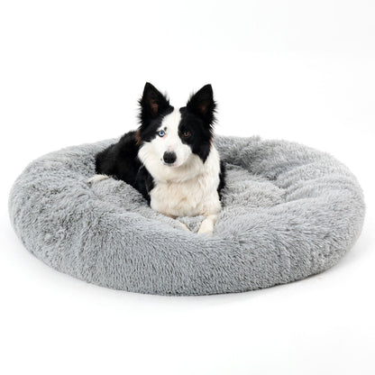 Luxurious Plush Donut Dog Bed - Warm, Soft, and Washable Pet Cushion for Dogs and Cats in Various Sizes