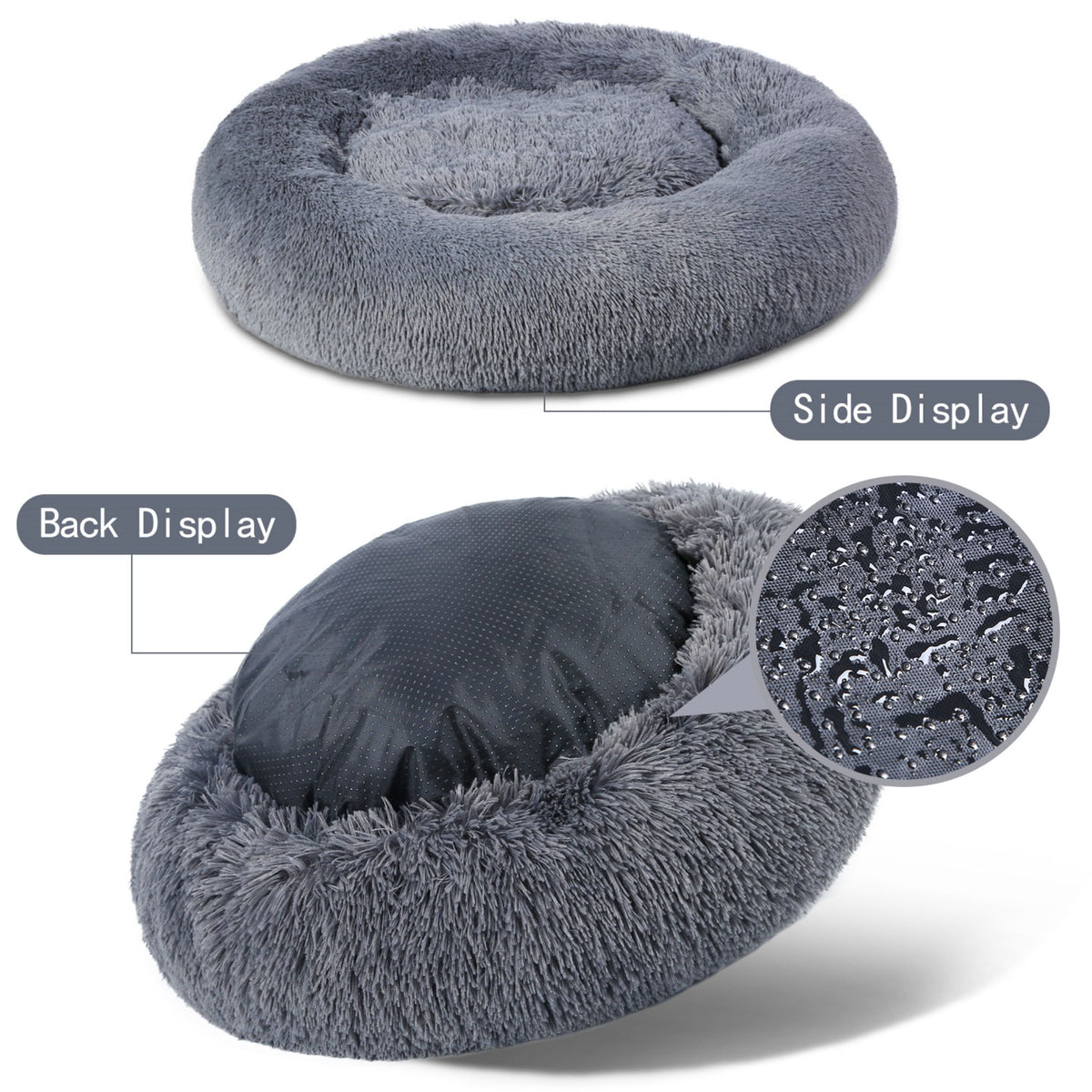 Luxurious Plush Donut Dog Bed - Warm, Soft, and Washable Pet Cushion for Dogs and Cats in Various Sizes