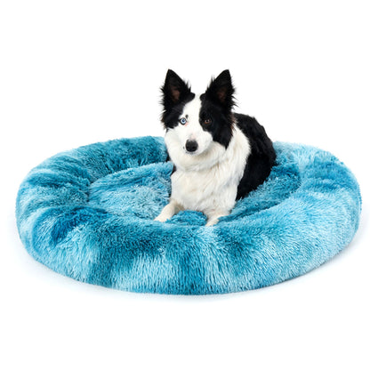 Luxurious Plush Donut Dog Bed - Warm, Soft, and Washable Pet Cushion for Dogs and Cats in Various Sizes