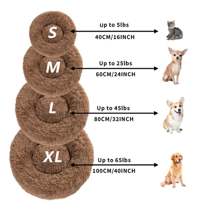 Luxurious Plush Donut Dog Bed - Warm, Soft, and Washable Pet Cushion for Dogs and Cats in Various Sizes