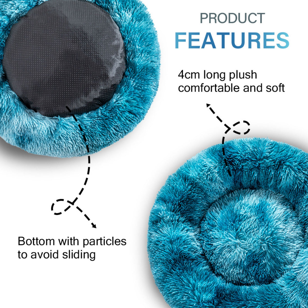 Luxurious Plush Donut Dog Bed - Warm, Soft, and Washable Pet Cushion for Dogs and Cats in Various Sizes