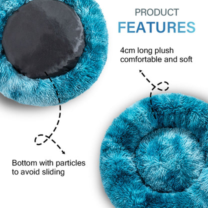 Luxurious Plush Donut Dog Bed - Warm, Soft, and Washable Pet Cushion for Dogs and Cats in Various Sizes