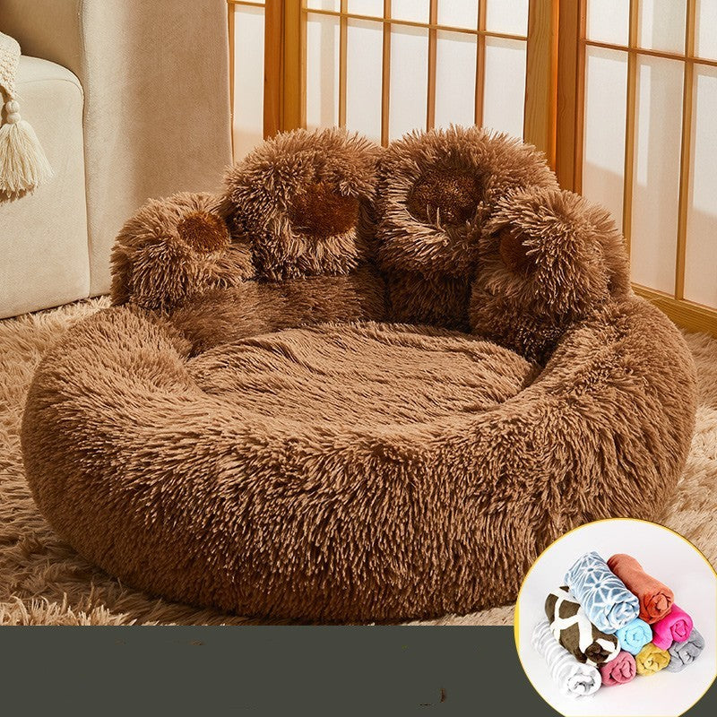 Large Fluffy Dog Bed - Winter Warmth Pet Sofa Basket for Dogs and Cats, Ideal Kennel Mat and Blanket Accessories