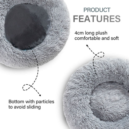 Luxurious Plush Donut Dog Bed - Warm, Soft, and Washable Pet Cushion for Dogs and Cats in Various Sizes