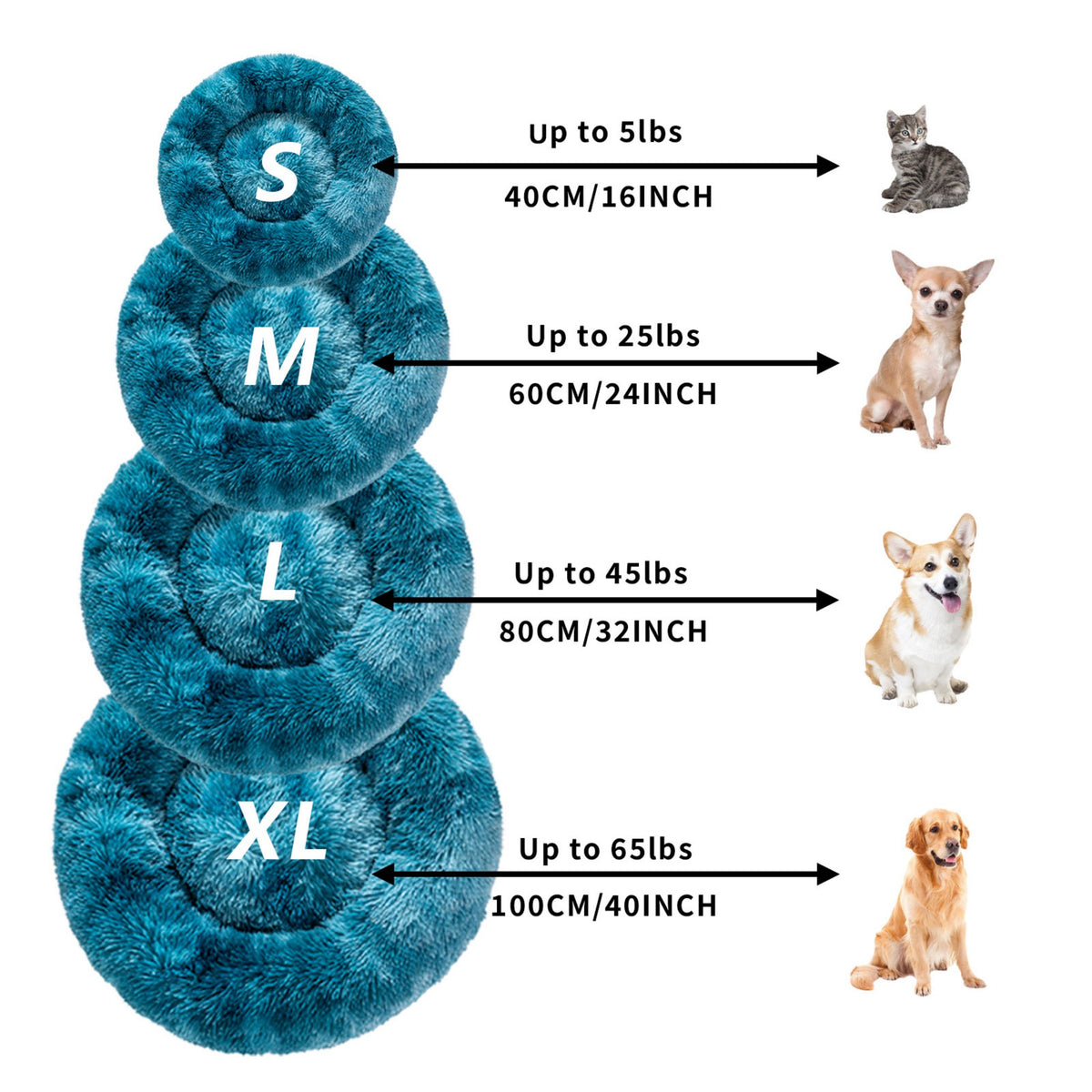 Luxurious Plush Donut Dog Bed - Warm, Soft, and Washable Pet Cushion for Dogs and Cats in Various Sizes