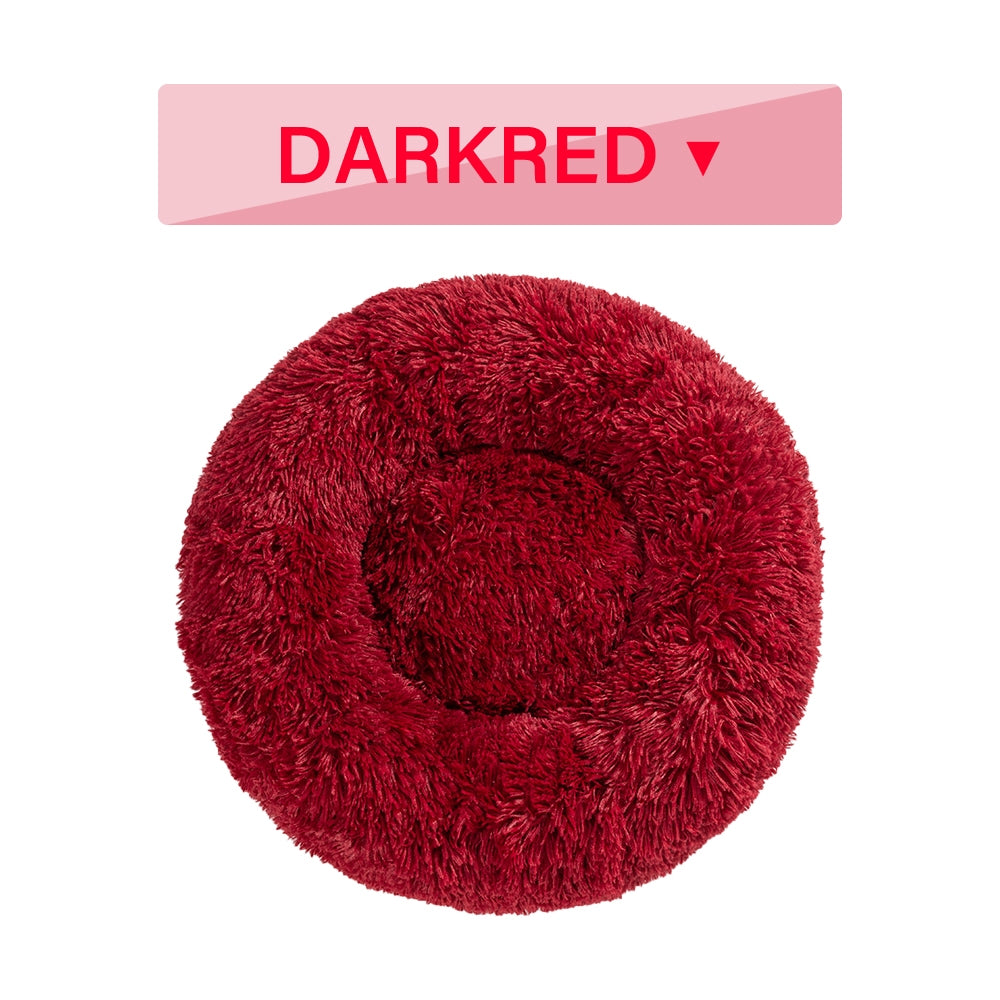 Luxurious Plush Donut Dog Bed - Warm, Soft, and Washable Pet Cushion for Dogs and Cats in Various Sizes