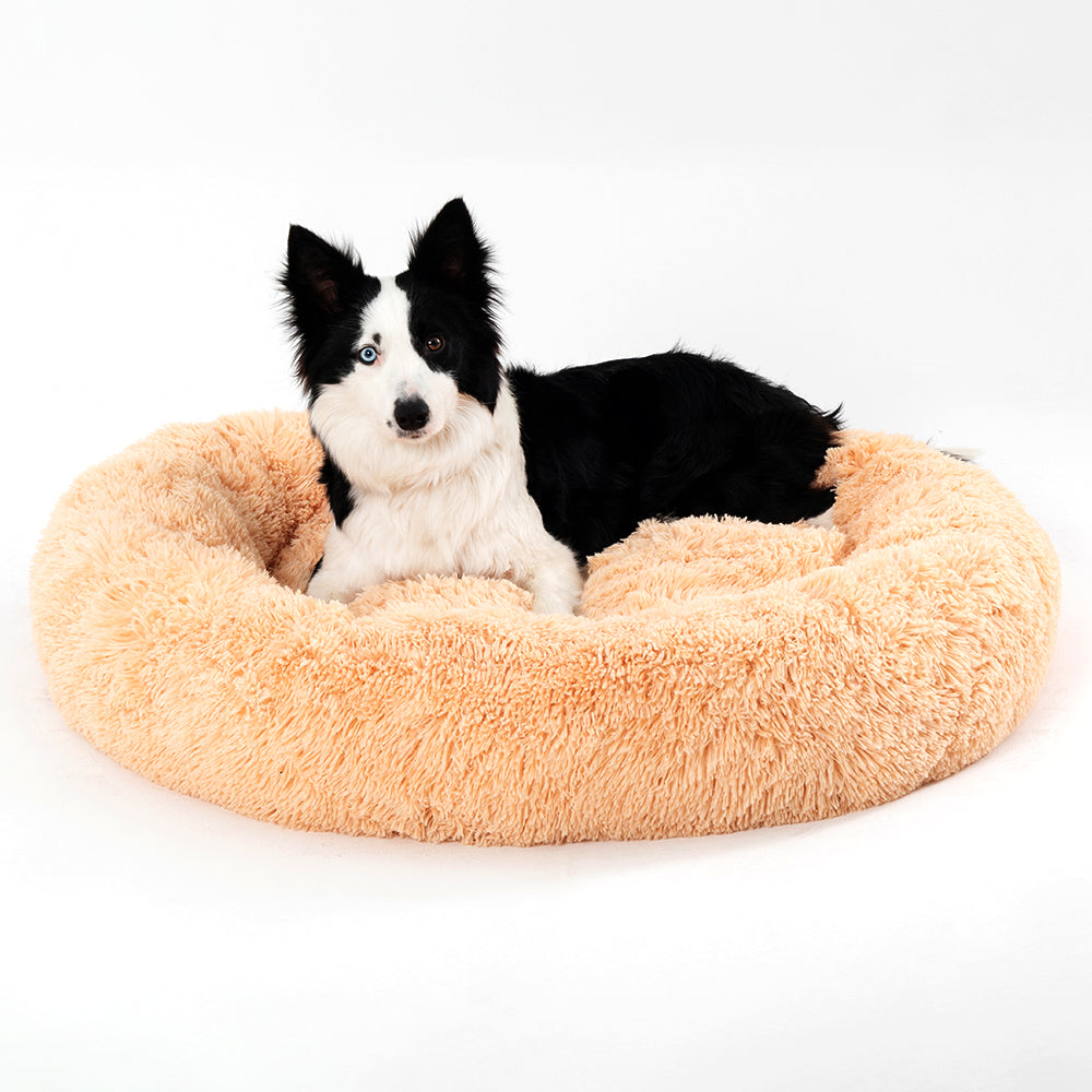 Luxurious Plush Donut Dog Bed - Warm, Soft, and Washable Pet Cushion for Dogs and Cats in Various Sizes
