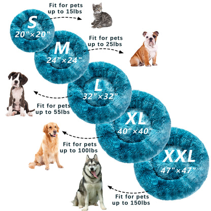 Luxurious Plush Donut Dog Bed - Warm, Soft, and Washable Pet Cushion for Dogs and Cats in Various Sizes