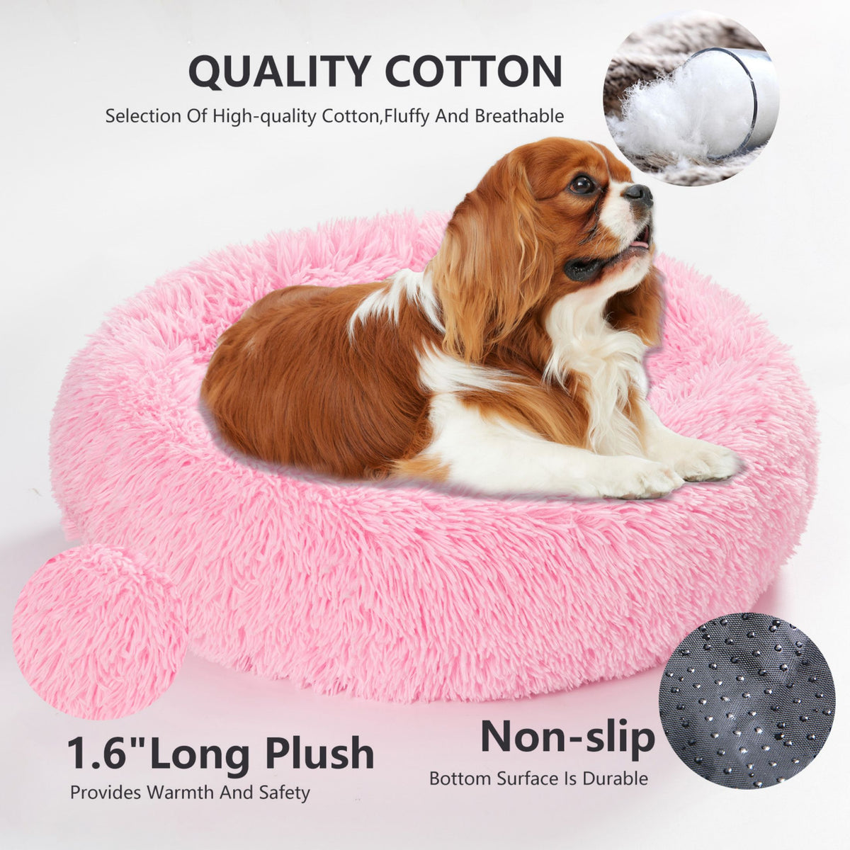 Luxurious Plush Donut Dog Bed - Warm, Soft, and Washable Pet Cushion for Dogs and Cats in Various Sizes