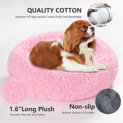 Luxurious Plush Donut Dog Bed - Warm, Soft, and Washable Pet Cushion for Dogs and Cats in Various Sizes