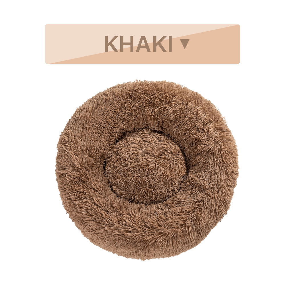 Luxurious Plush Donut Dog Bed - Warm, Soft, and Washable Pet Cushion for Dogs and Cats in Various Sizes