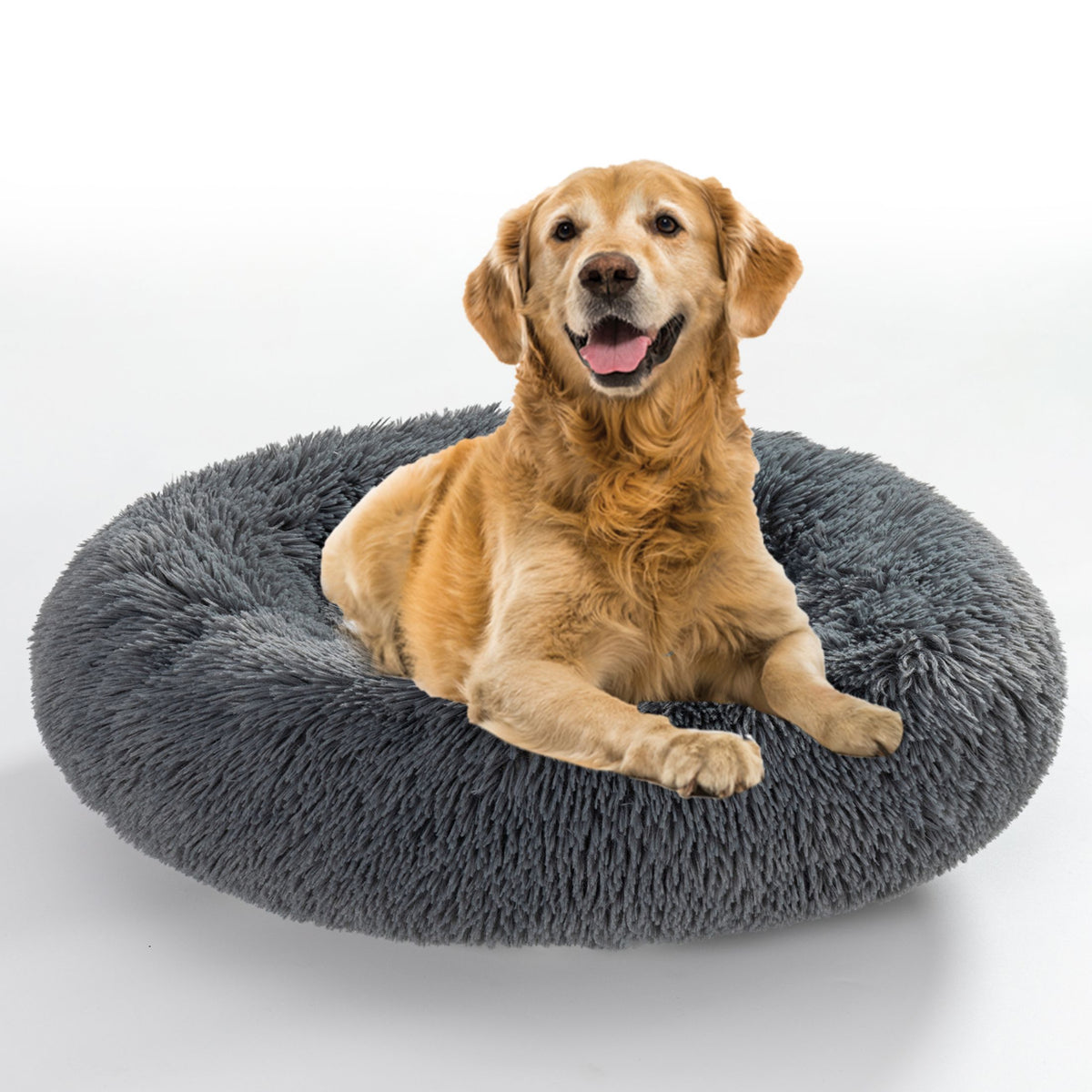 Luxurious Plush Donut Dog Bed - Warm, Soft, and Washable Pet Cushion for Dogs and Cats in Various Sizes