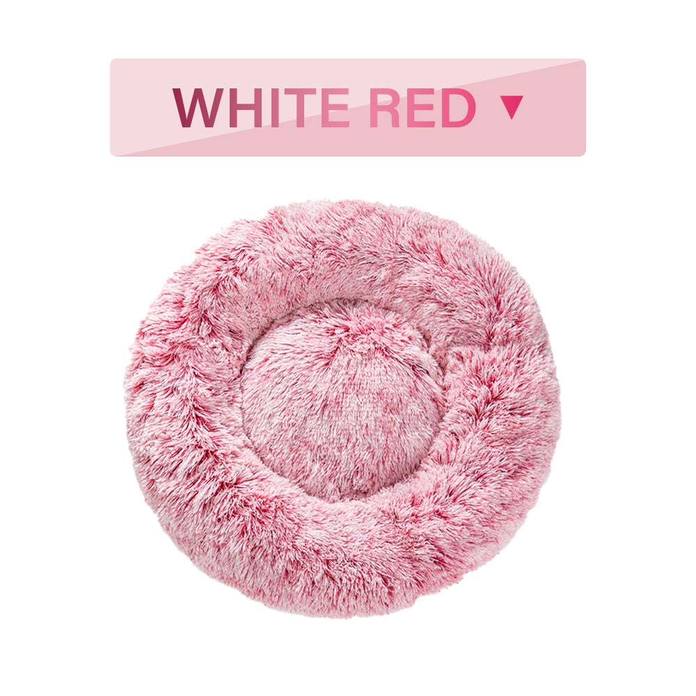 Luxurious Plush Donut Dog Bed - Warm, Soft, and Washable Pet Cushion for Dogs and Cats in Various Sizes