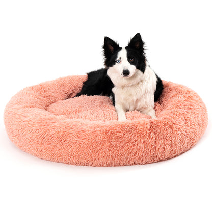 Luxurious Plush Donut Dog Bed - Warm, Soft, and Washable Pet Cushion for Dogs and Cats in Various Sizes