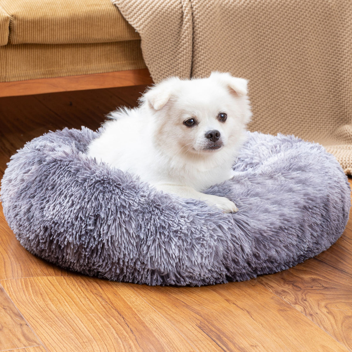 Luxurious Plush Donut Dog Bed - Warm, Soft, and Washable Pet Cushion for Dogs and Cats in Various Sizes