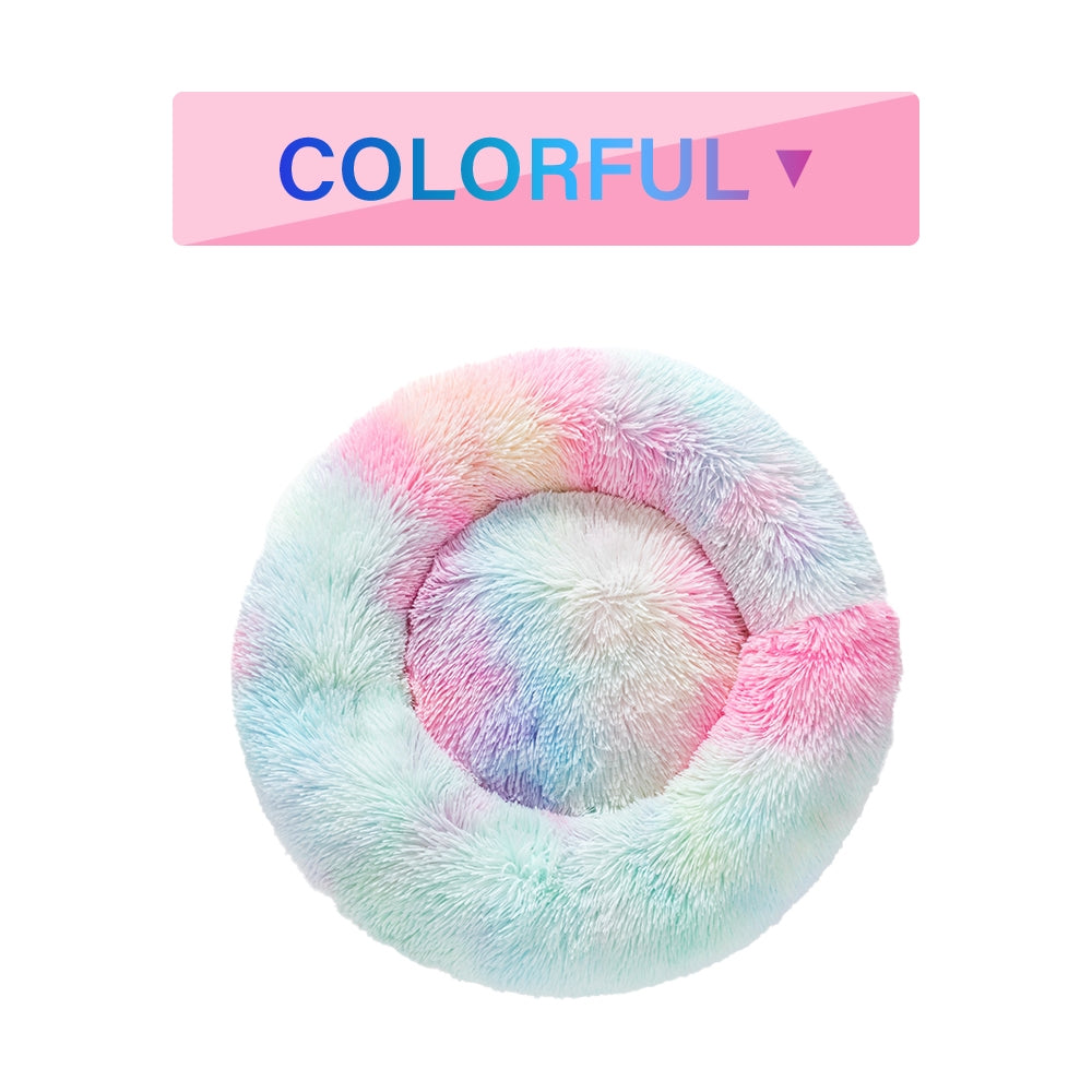 Luxurious Plush Donut Dog Bed - Warm, Soft, and Washable Pet Cushion for Dogs and Cats in Various Sizes