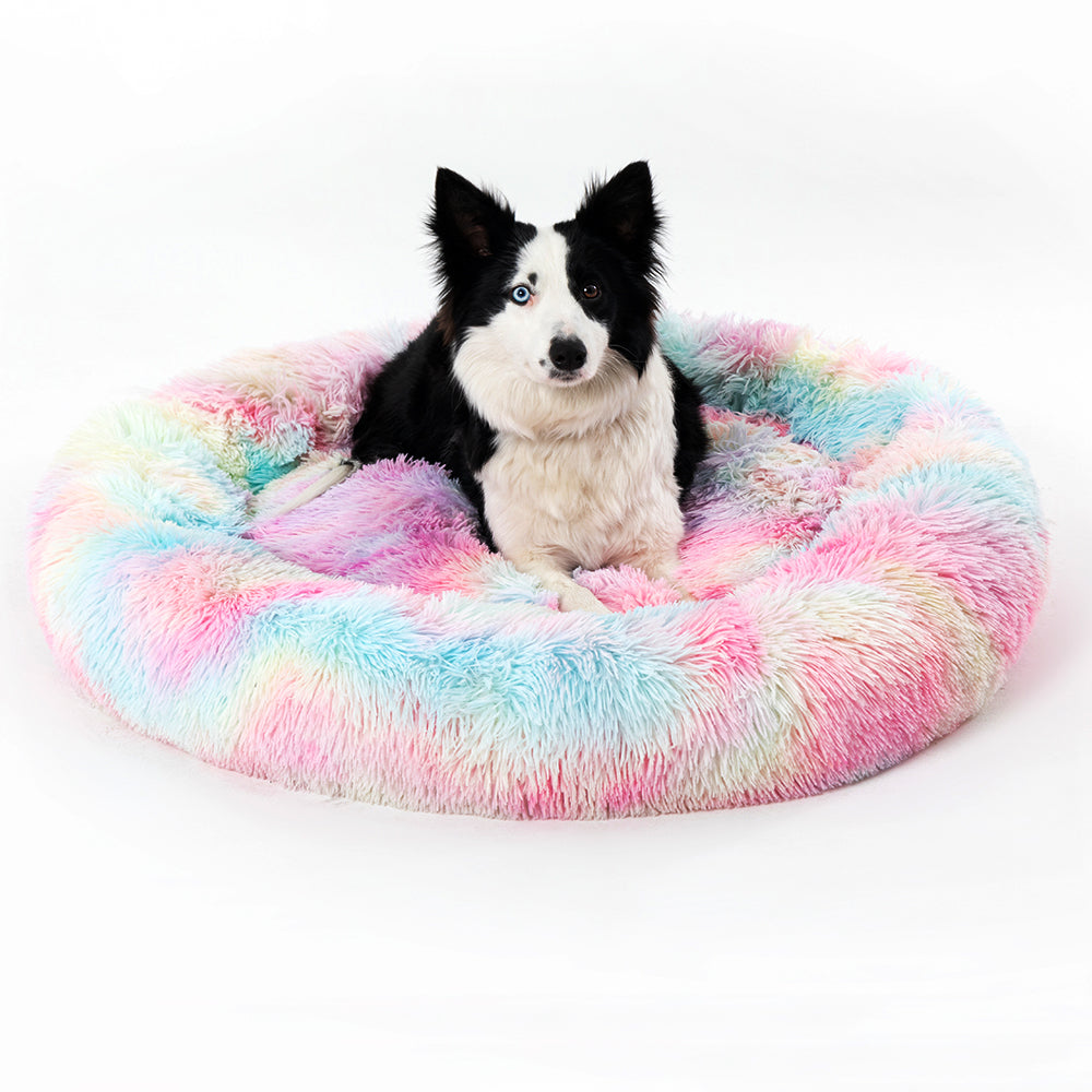 Luxurious Plush Donut Dog Bed - Warm, Soft, and Washable Pet Cushion for Dogs and Cats in Various Sizes