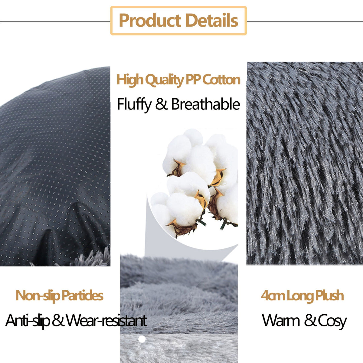 Luxurious Plush Donut Dog Bed - Warm, Soft, and Washable Pet Cushion for Dogs and Cats in Various Sizes