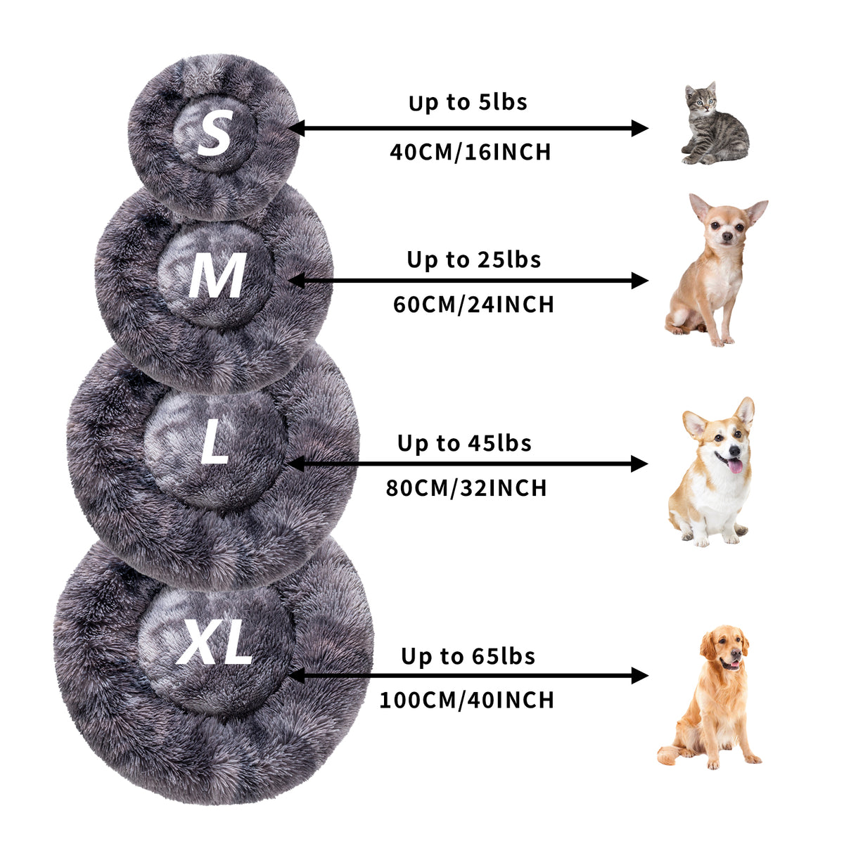 Luxurious Plush Donut Dog Bed - Warm, Soft, and Washable Pet Cushion for Dogs and Cats in Various Sizes