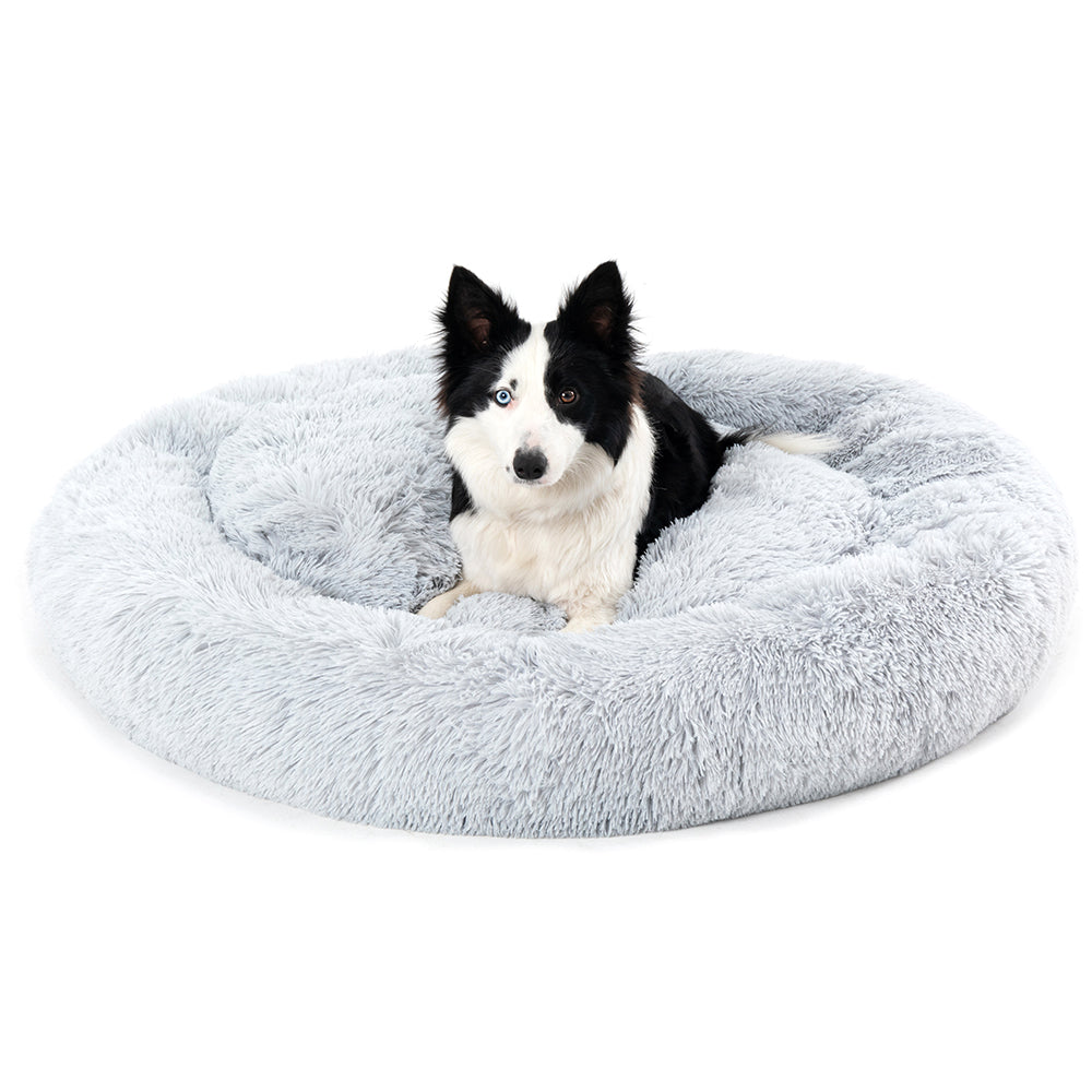 Luxurious Plush Donut Dog Bed - Warm, Soft, and Washable Pet Cushion for Dogs and Cats in Various Sizes