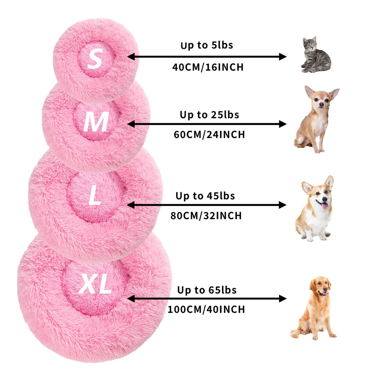Luxurious Plush Donut Dog Bed - Warm, Soft, and Washable Pet Cushion for Dogs and Cats in Various Sizes