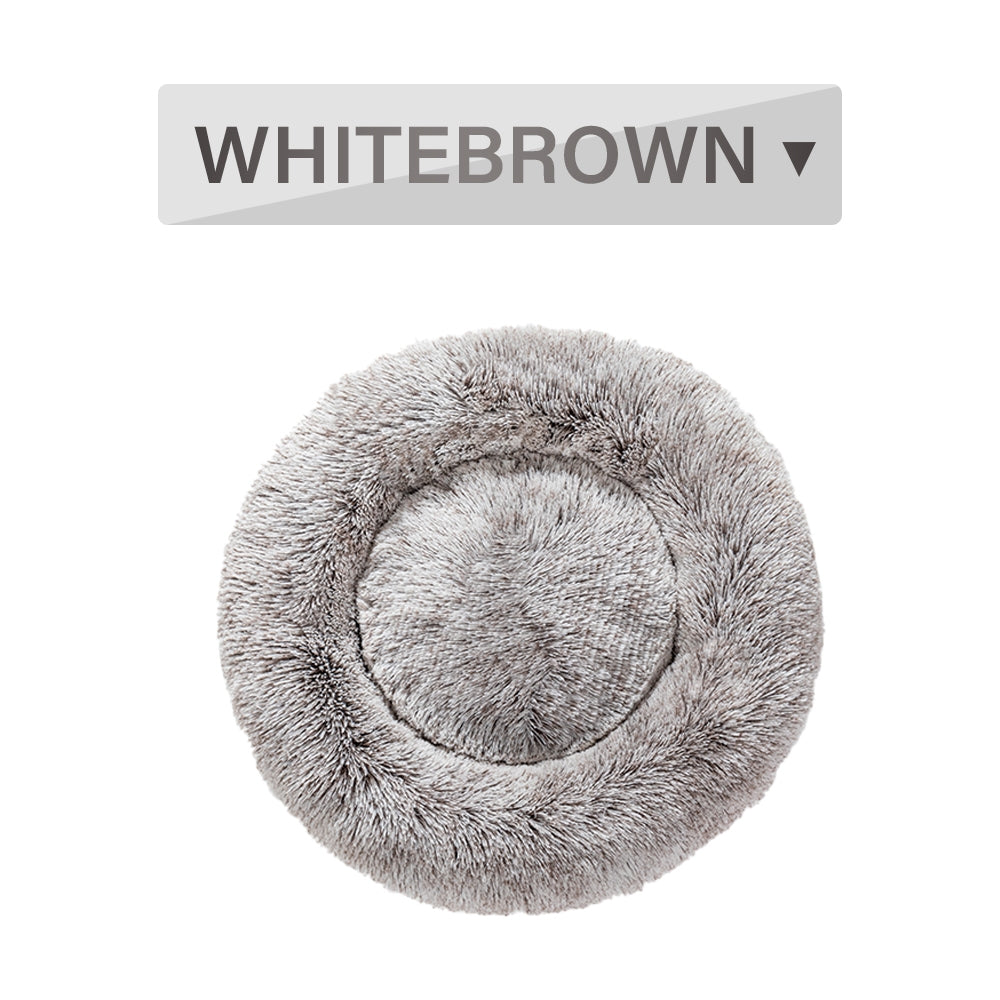 Luxurious Plush Donut Dog Bed - Warm, Soft, and Washable Pet Cushion for Dogs and Cats in Various Sizes