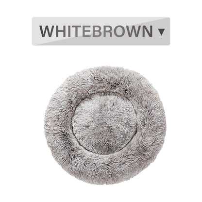 Luxurious Plush Donut Dog Bed - Warm, Soft, and Washable Pet Cushion for Dogs and Cats in Various Sizes
