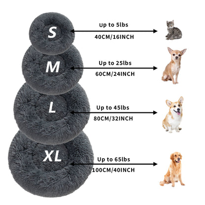 Luxurious Plush Donut Dog Bed - Warm, Soft, and Washable Pet Cushion for Dogs and Cats in Various Sizes