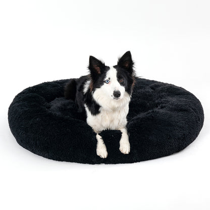 Luxurious Plush Donut Dog Bed - Warm, Soft, and Washable Pet Cushion for Dogs and Cats in Various Sizes