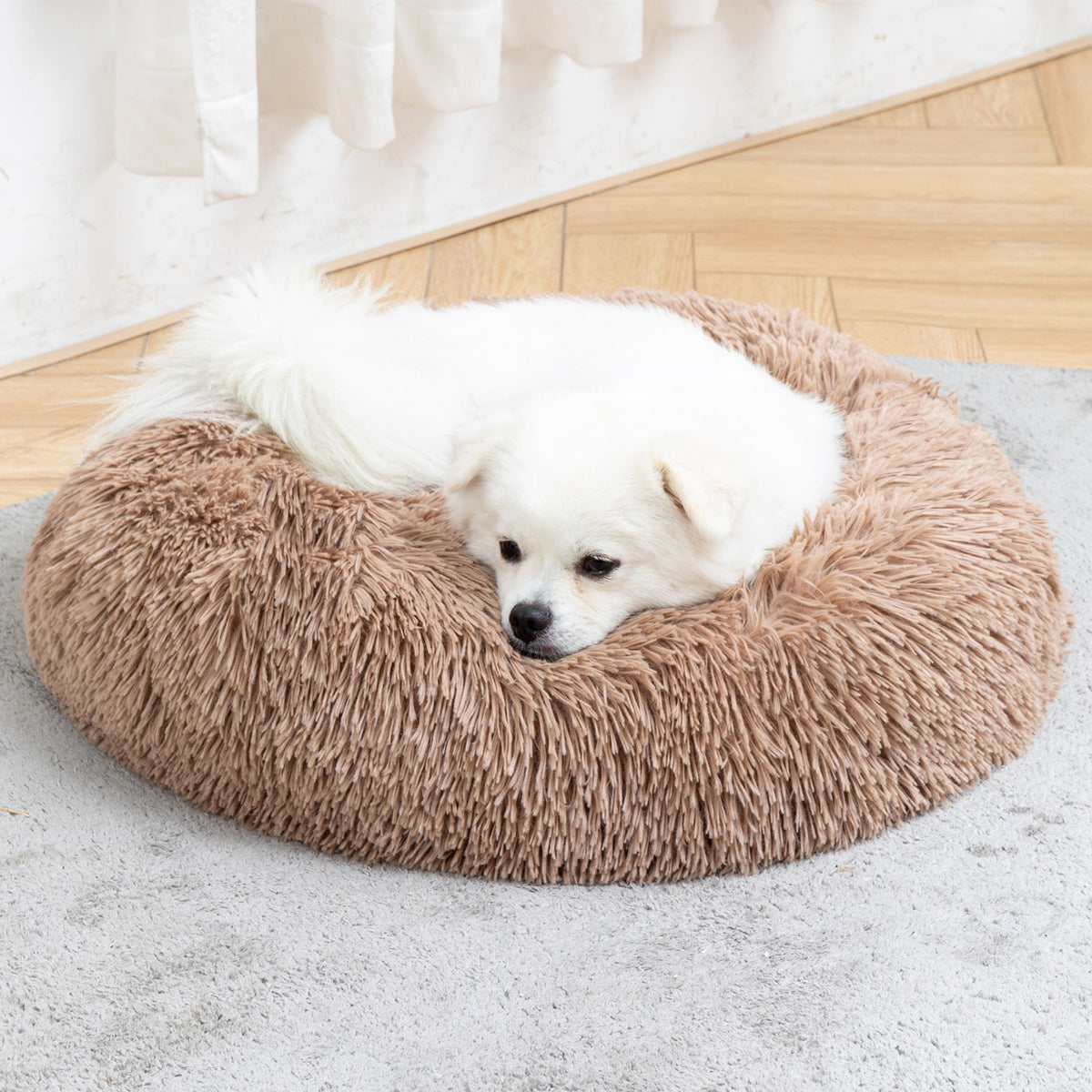 Luxurious Plush Donut Dog Bed - Warm, Soft, and Washable Pet Cushion for Dogs and Cats in Various Sizes