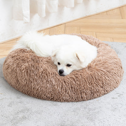 Luxurious Plush Donut Dog Bed - Warm, Soft, and Washable Pet Cushion for Dogs and Cats in Various Sizes