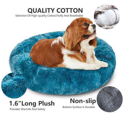 Luxurious Plush Donut Dog Bed - Warm, Soft, and Washable Pet Cushion for Dogs and Cats in Various Sizes