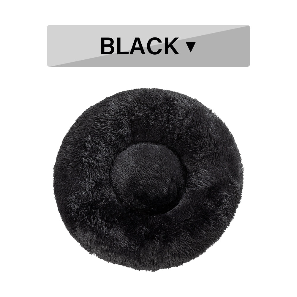 Luxurious Plush Donut Dog Bed - Warm, Soft, and Washable Pet Cushion for Dogs and Cats in Various Sizes