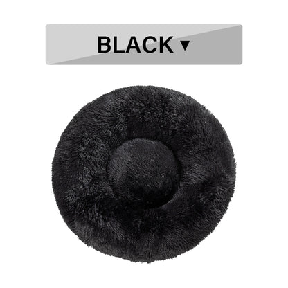 Luxurious Plush Donut Dog Bed - Warm, Soft, and Washable Pet Cushion for Dogs and Cats in Various Sizes