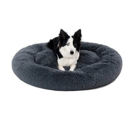 Luxurious Plush Donut Dog Bed - Warm, Soft, and Washable Pet Cushion for Dogs and Cats in Various Sizes