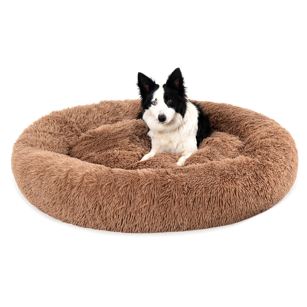 Luxurious Plush Donut Dog Bed - Warm, Soft, and Washable Pet Cushion for Dogs and Cats in Various Sizes
