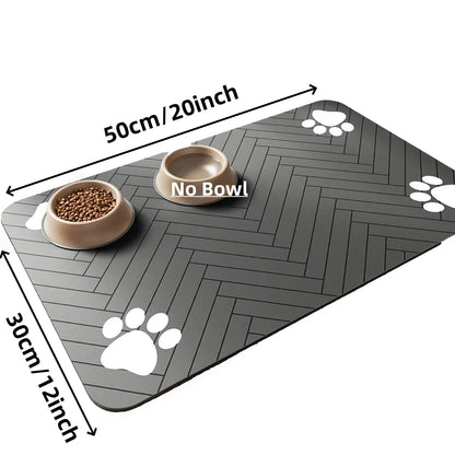 S, M, L Saugfähige Futtermatte für Haustiere, wasserfeste Unterlage für Hunde- und Katzenfressnäpfe, schnelltrocknende Gummirückseite
