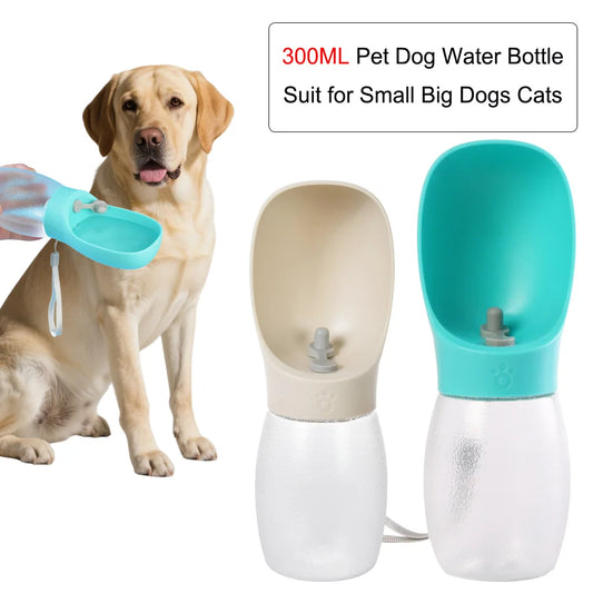 Hundetrankflasche 300ML, Trinknapf für Welpen, kleine bis mittelgroße Hunde und Katzen, tragbarer Futterspender für Wanderungen, Golden Retriever Zubehör