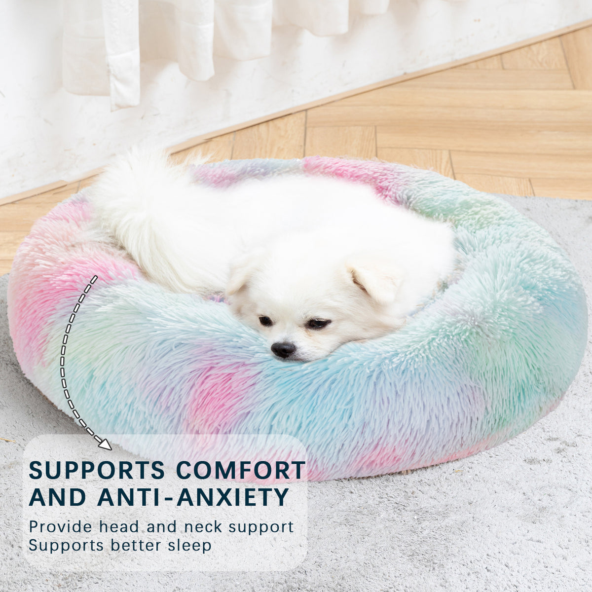 Luxurious Plush Donut Dog Bed - Warm, Soft, and Washable Pet Cushion for Dogs and Cats in Various Sizes