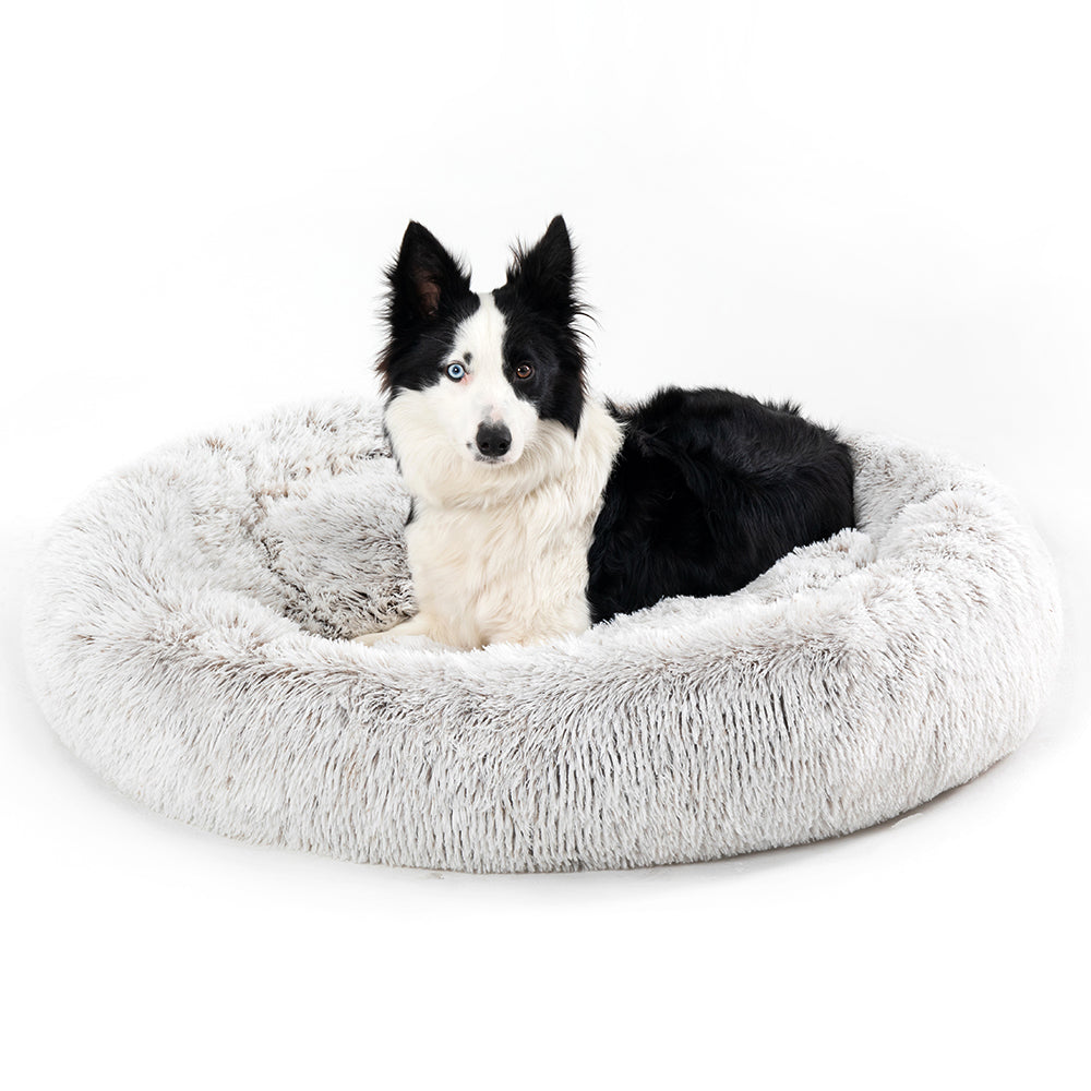 Luxurious Plush Donut Dog Bed - Warm, Soft, and Washable Pet Cushion for Dogs and Cats in Various Sizes