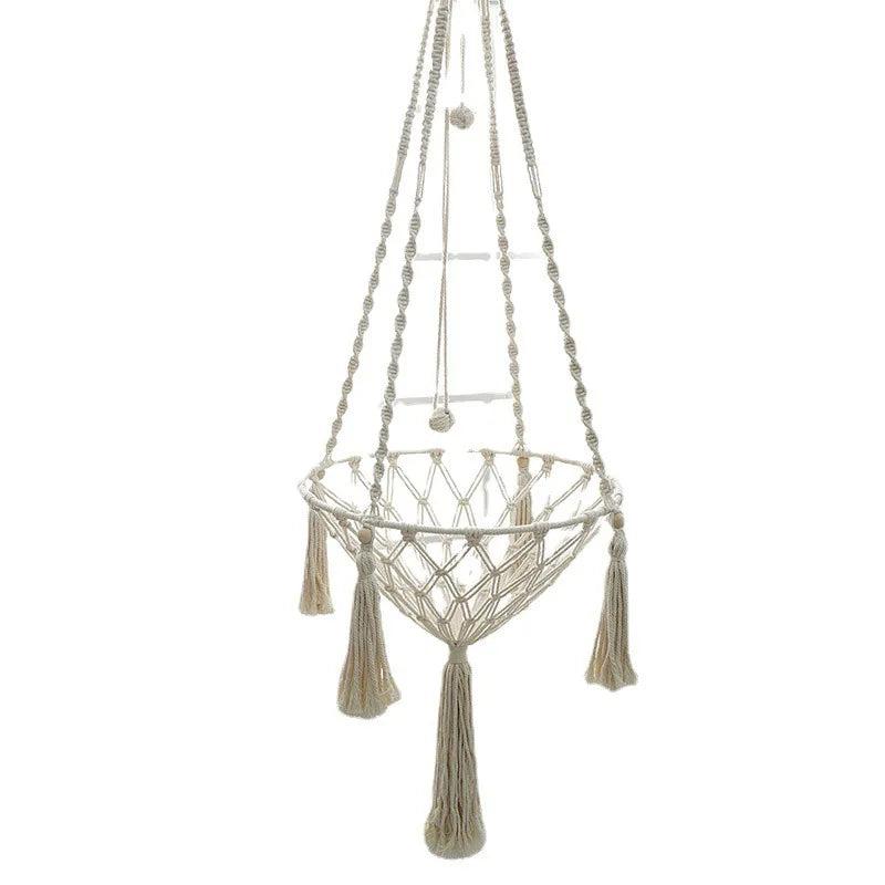 Hand-Woven Cotton Rope Winter Pet Hammock - Indoor Cat Swing and Hanging Basket for Kittens